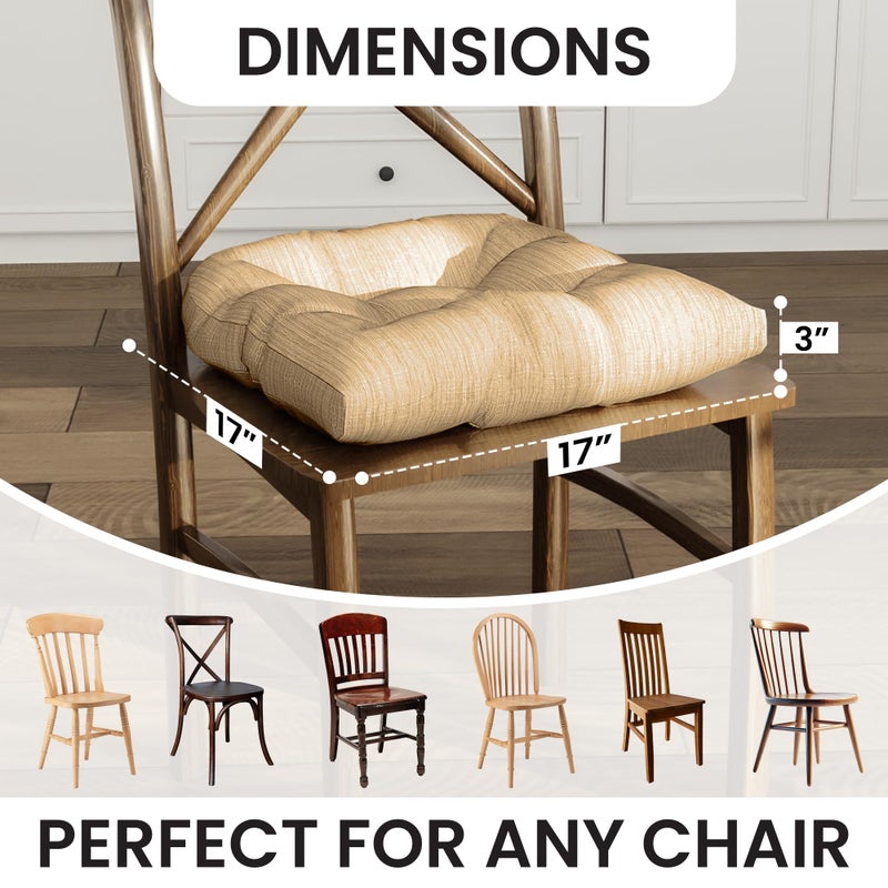 Klear Vu Gripper Overstuffed Universal Non-Slip Dining Chair Cushions for Kitchen Decor or Office Use, U-Shaped Skid-Proof Seat Pad, 17x17 Inches, 2 Count (Pack of 1), Chenille Sand - Image 5